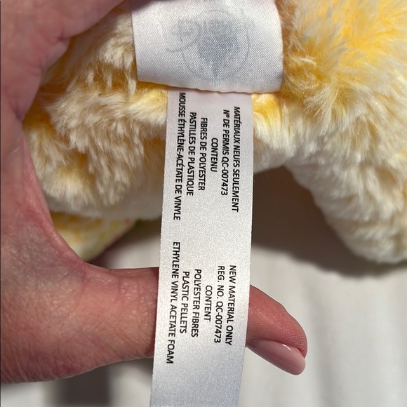 DISNEY STITCH YELLOW CUDDLY PLUSH EASTER BUNNY PINK BOW DISNEY STORE 2021 - Picture 5 of 6